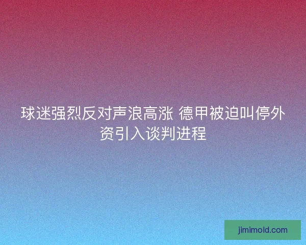 球迷强烈反对声浪高涨 德甲被迫叫停外资引入谈判进程